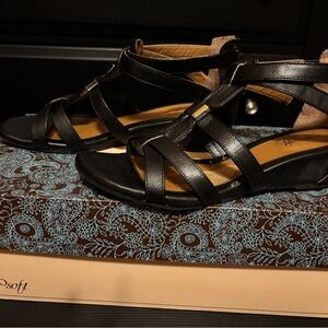 Aerosoles Black Strappy Wedge Sandals